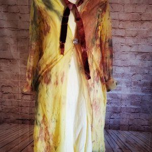 Robin Tye Dyed Duster Tunic Top Crinkled Mesh
